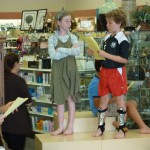 Emma and Izzy in the play at our book launch at Hillside Pharmacy--Manhattan Beach's independent children's bookstore cleverly disguised as a pharmacy.