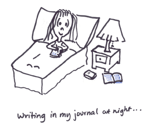writing in my journal at night